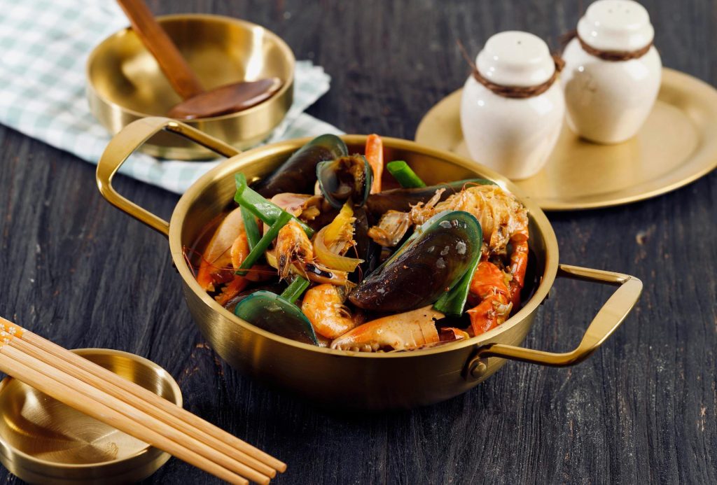 Haemultang, sopa de mariscos. Sopa Haemultang.